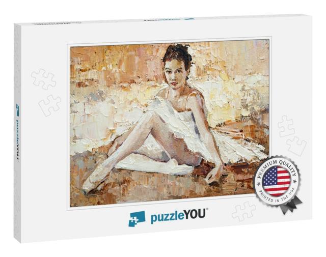 Little Ballerina with Curly Hair Sits & Fastens Pointe Sh... Jigsaw Puzzle