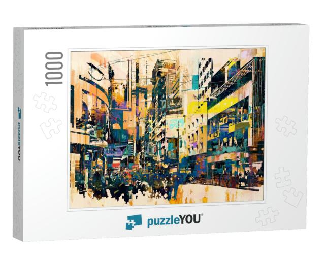Abstract Art of Cityscape, Illustration Painting... Jigsaw Puzzle with 1000 pieces