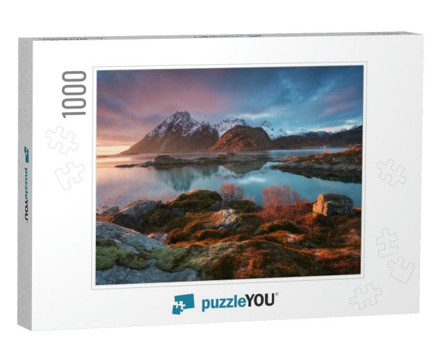 Sunset or Sunrise Panoramic View on Stunning Mountains in... Jigsaw Puzzle with 1000 pieces