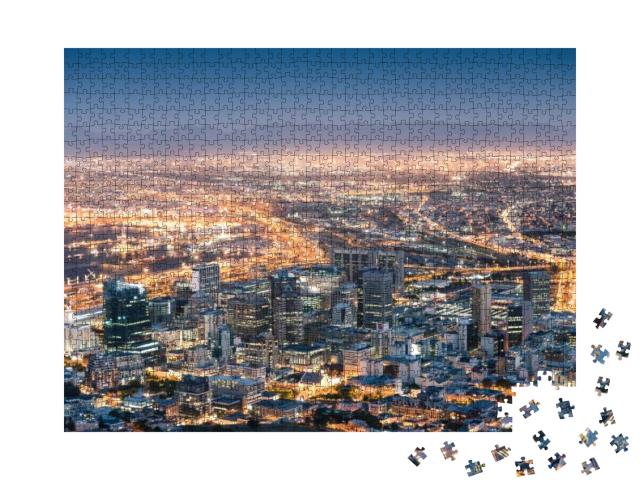Aerial View of Cape Town from Signal Hill After Sunset Du... Jigsaw Puzzle with 1000 pieces