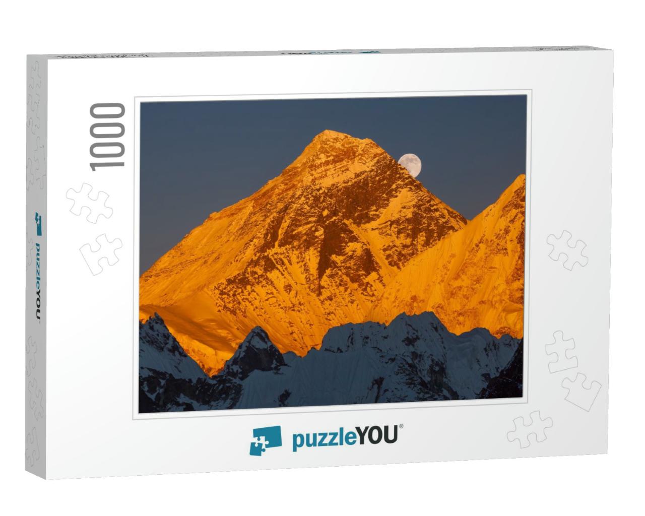 Golden Pyramid of Mount Everest 8848 M At Sunset. Ascendi... Jigsaw Puzzle with 1000 pieces