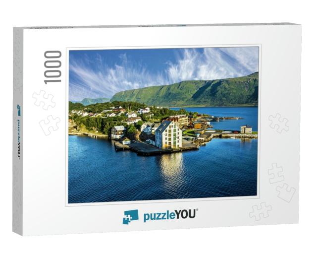 Alesund, Norway. Sea View on Houses on the Island in Summ... Jigsaw Puzzle with 1000 pieces