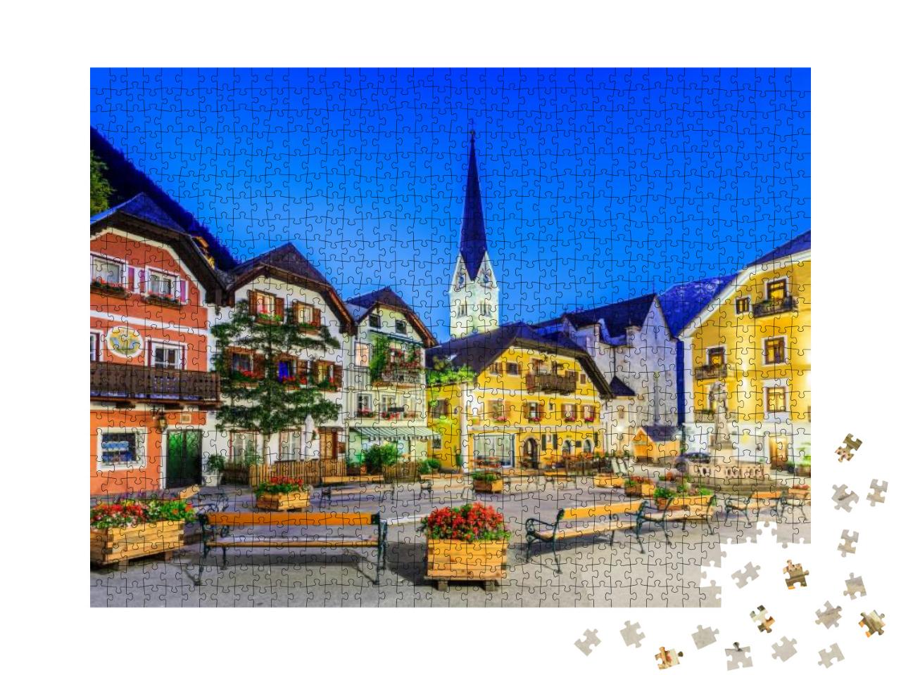 Hallstatt, Austria. Mountain Village in the Austrian Alps... Jigsaw Puzzle with 1000 pieces