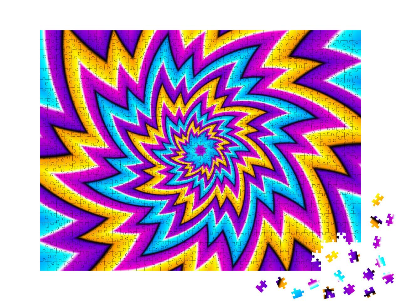 Multicolored Flower Optical Expansion Illusion... Jigsaw Puzzle with 1000 pieces