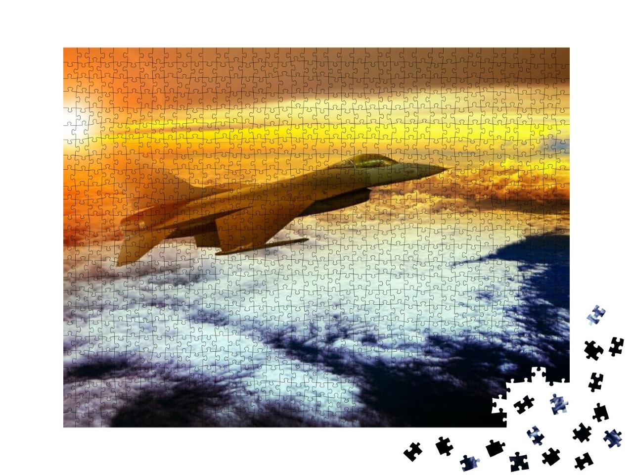 Military Plane Flying Over Cloud Scape... Jigsaw Puzzle with 1000 pieces