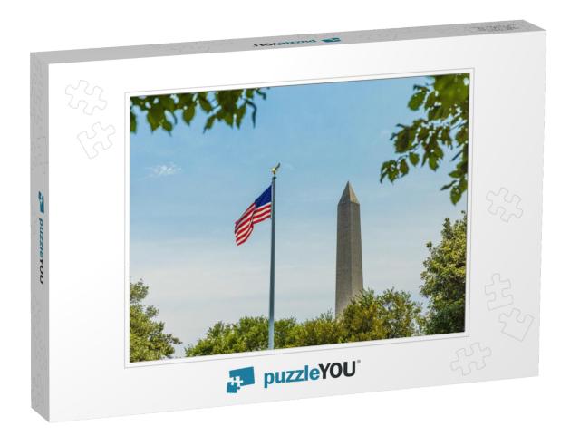 Washington Monument with American Flag, Washington Dc... Jigsaw Puzzle