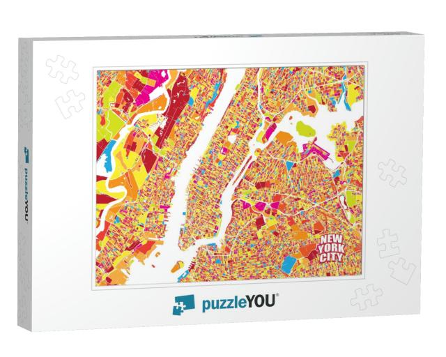 Colorful Vector Map of New York City. Very Detailed Versi... Jigsaw Puzzle