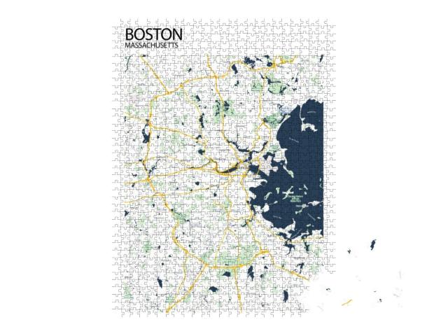 Poster Boston - Massachusetts Map. Road Map. Illustration... Jigsaw Puzzle with 1000 pieces
