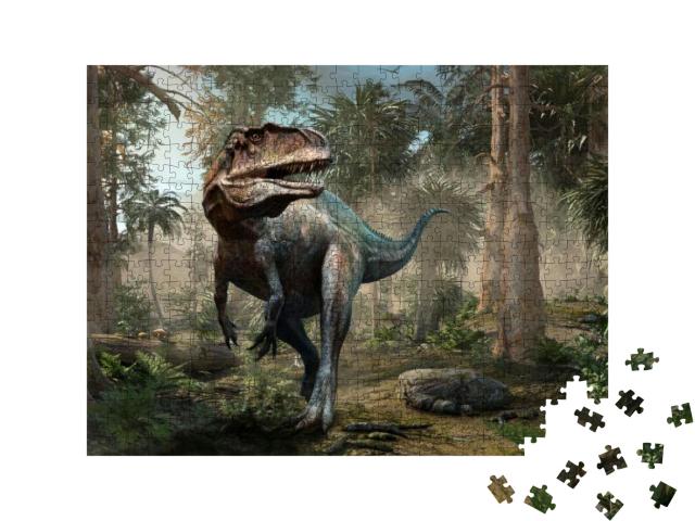 Acrocanthosaurus Forest Scene 3D Illustration... Jigsaw Puzzle with 500 pieces