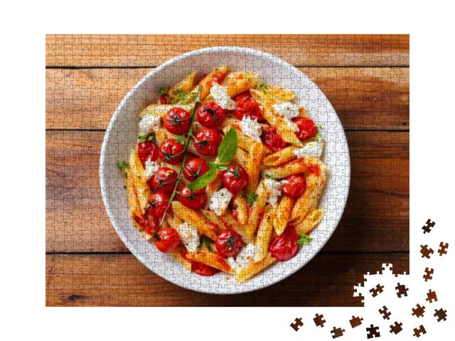 Pasta Penne with Roasted Tomato, Sauce, Mozzarella Cheese... Jigsaw Puzzle with 1000 pieces