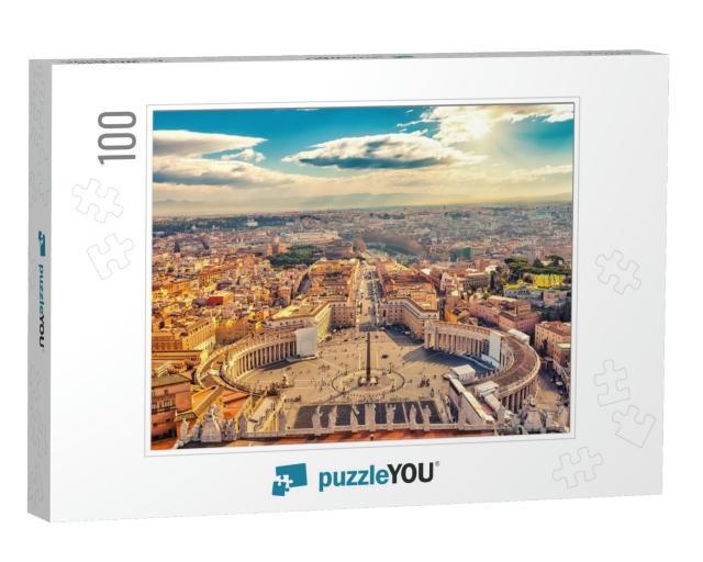 Saint Peters Square in Vatican & Aerial View of Rome... Jigsaw Puzzle with 100 pieces