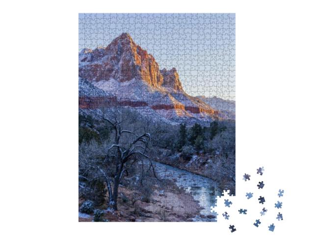Snow Covered Zion National Park Utah Winter Landscape... Jigsaw Puzzle with 1000 pieces