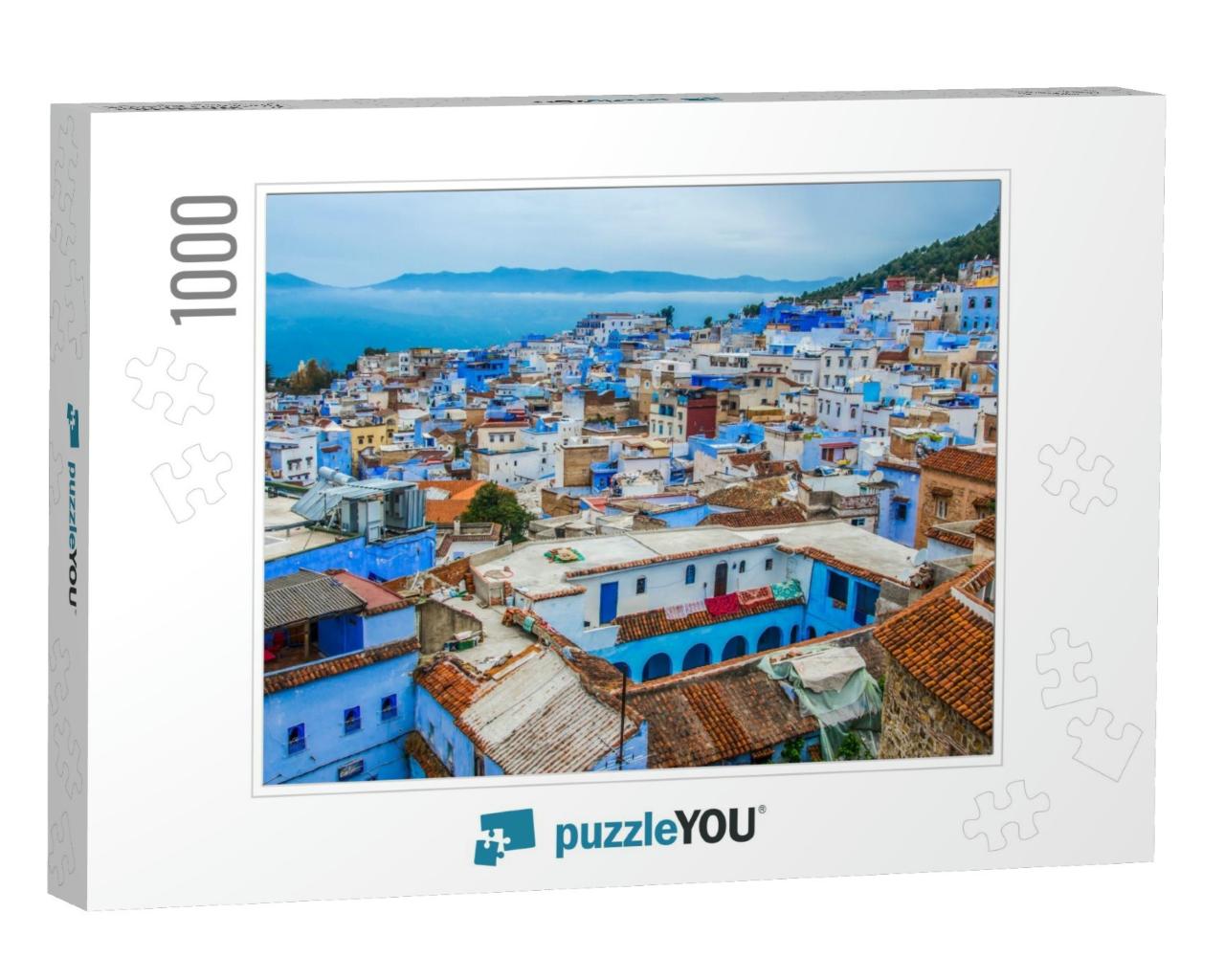 A View of the Blue City of Chefchaouen in the Rif Mountai... Jigsaw Puzzle with 1000 pieces