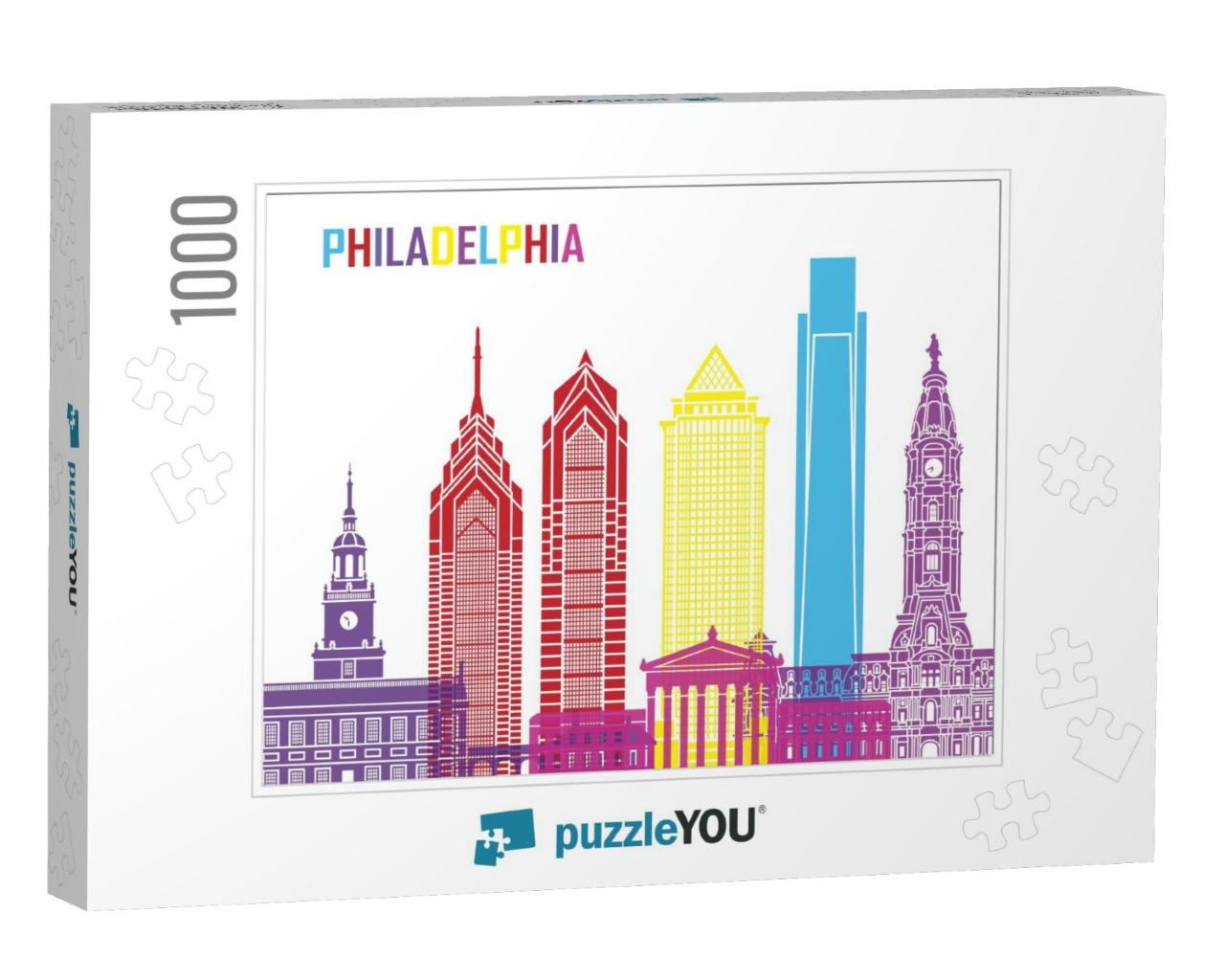 Philadelphia Skyline Pop in Editable Vector File... Jigsaw Puzzle with 1000 pieces