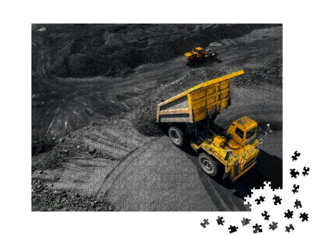Open Pit Mine Industry, Big Yellow Mining Truck for Coal... Jigsaw Puzzle with 1000 pieces