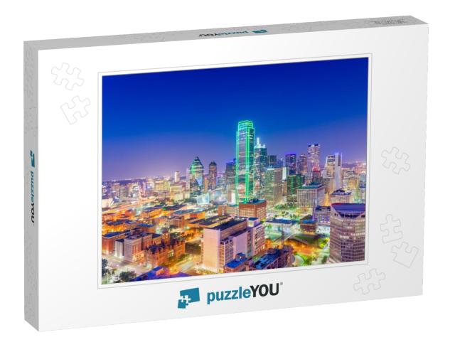 Dallas, Texas, USA Downtown City Skyline At Twilight... Jigsaw Puzzle