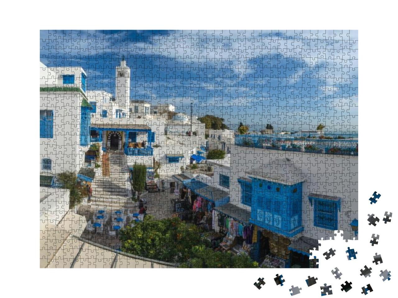 Beautiful View of Sidi Bou Said, Touristic Place Near Tun... Jigsaw Puzzle with 1000 pieces