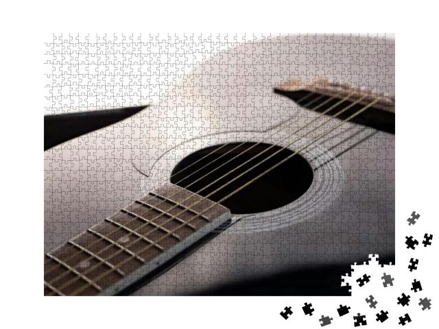 A Spanish Guitar Photographed Up Close with Illumi... Jigsaw Puzzle with 1000 pieces