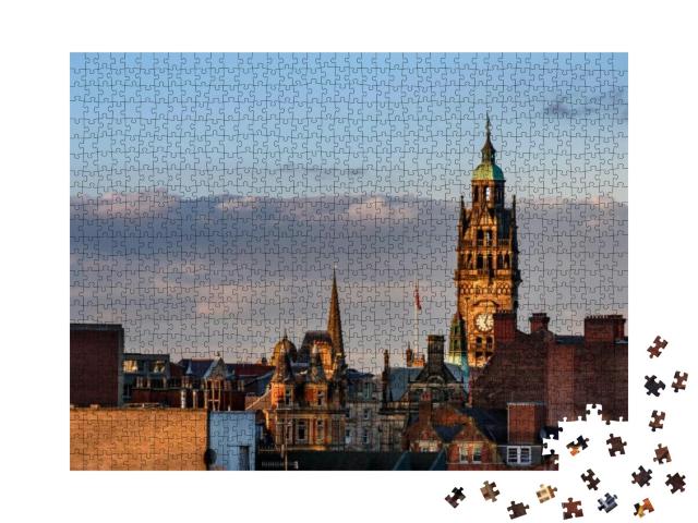 Clock Tower on the Old Former Town Hall in Sheffield City... Jigsaw Puzzle with 1000 pieces