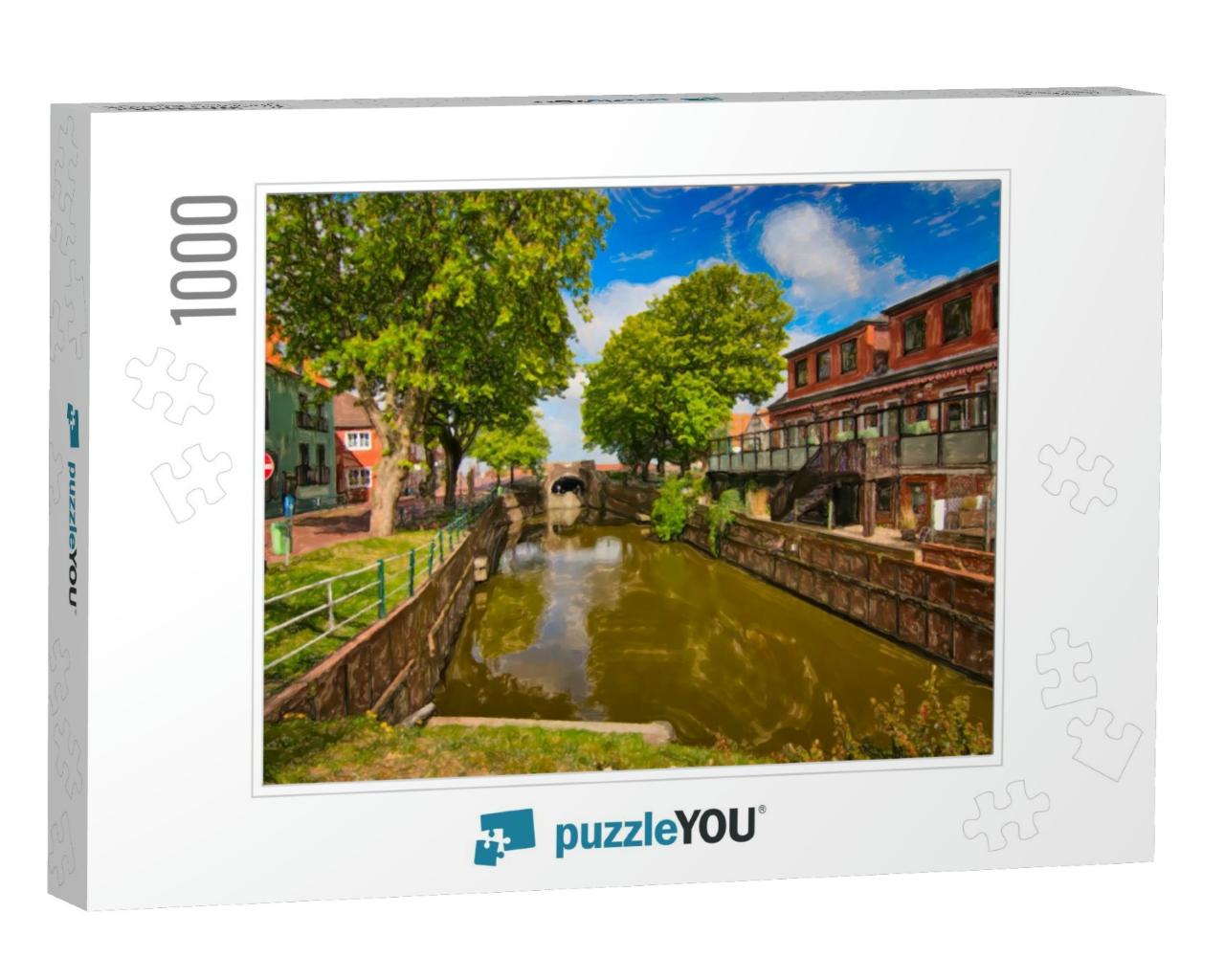 A Canal to the Old Lock in Greetsiel in Germany... Jigsaw Puzzle with 1000 pieces