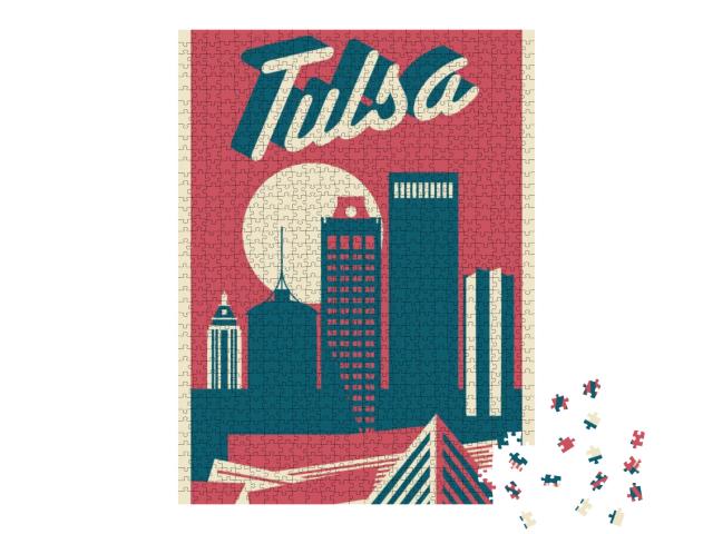 Tulsa Oklahoma USA Skyline Postcard... Jigsaw Puzzle with 1000 pieces