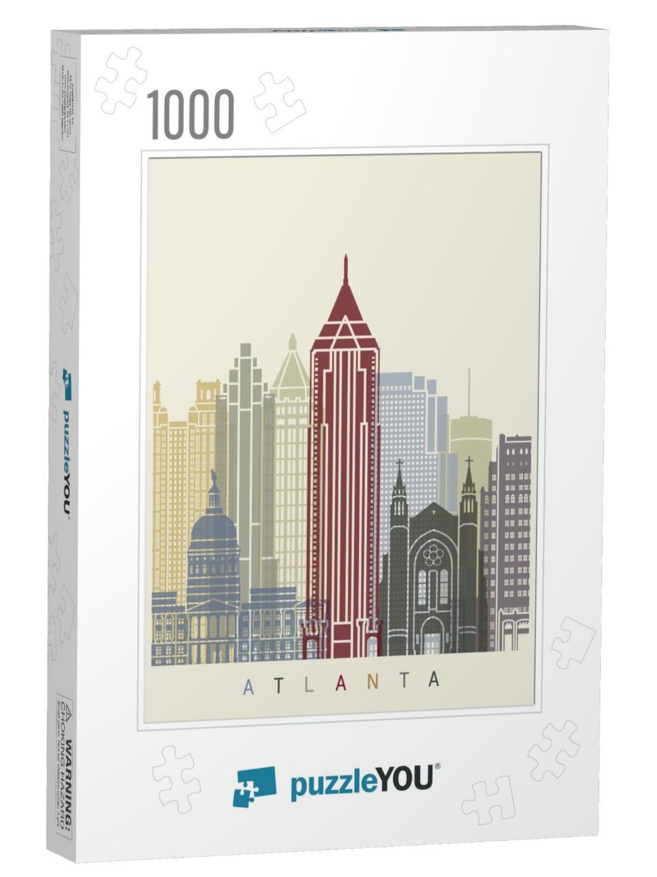 Atlanta Skyline Poster in Editable Vector File... Jigsaw Puzzle with 1000 pieces
