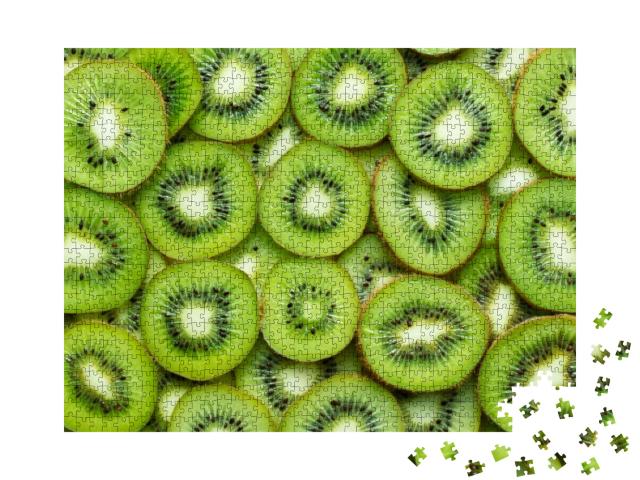 Top View of Sliced Kiwi as Background... Jigsaw Puzzle with 1000 pieces