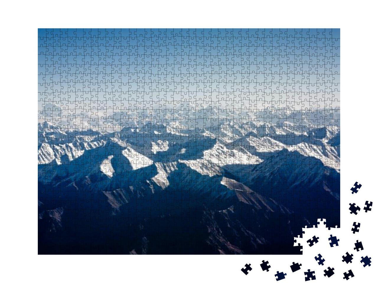 Himalaya Mountains Under Clouds. View from the Airplane... Jigsaw Puzzle with 1000 pieces