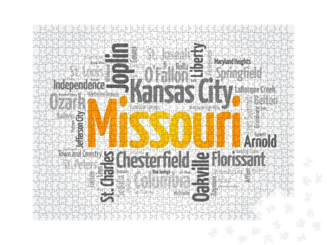 List of Cities in Missouri USA State, Word Cloud Concept B... Jigsaw Puzzle with 1000 pieces