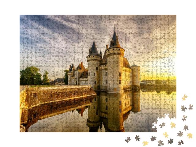 Chateau De Sully-Sur-Loire At Sunset, Loire Valley, Franc... Jigsaw Puzzle with 1000 pieces