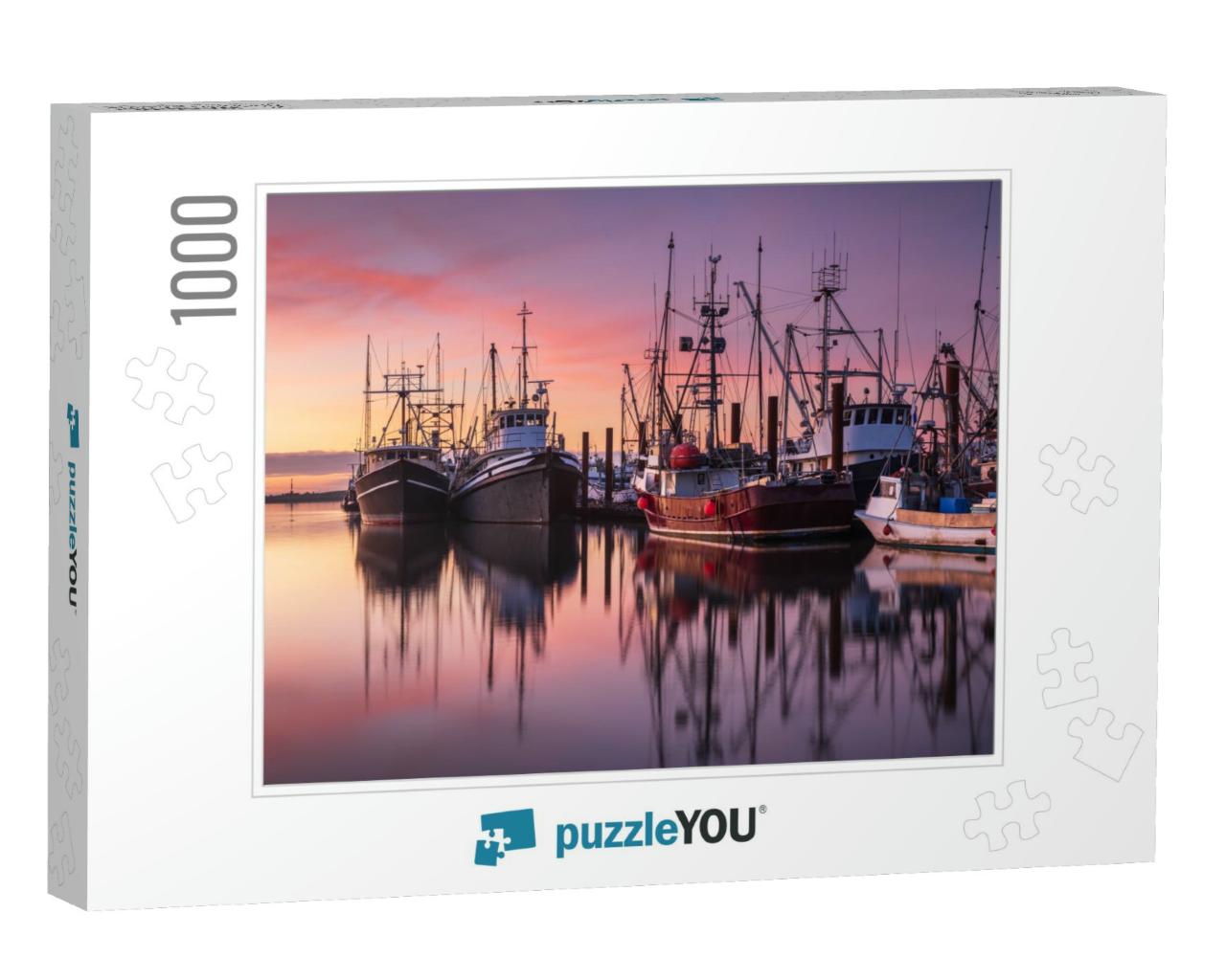Fishing Boats in Steveston Harbor At Dusk, Richmond, Brit... Jigsaw Puzzle with 1000 pieces