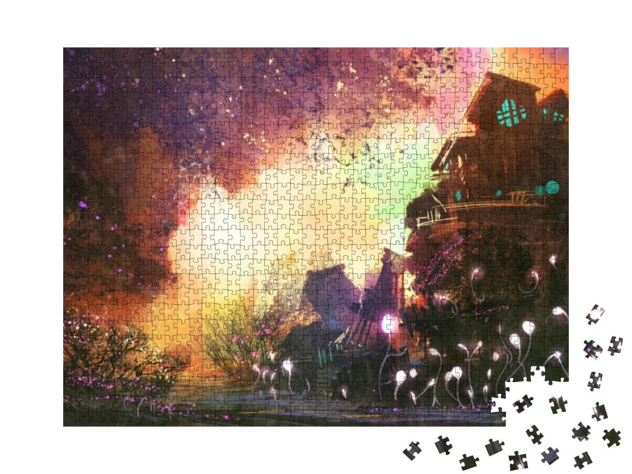 Fantasy Landscape with Ancient Castle, Digital Painting... Jigsaw Puzzle with 1000 pieces