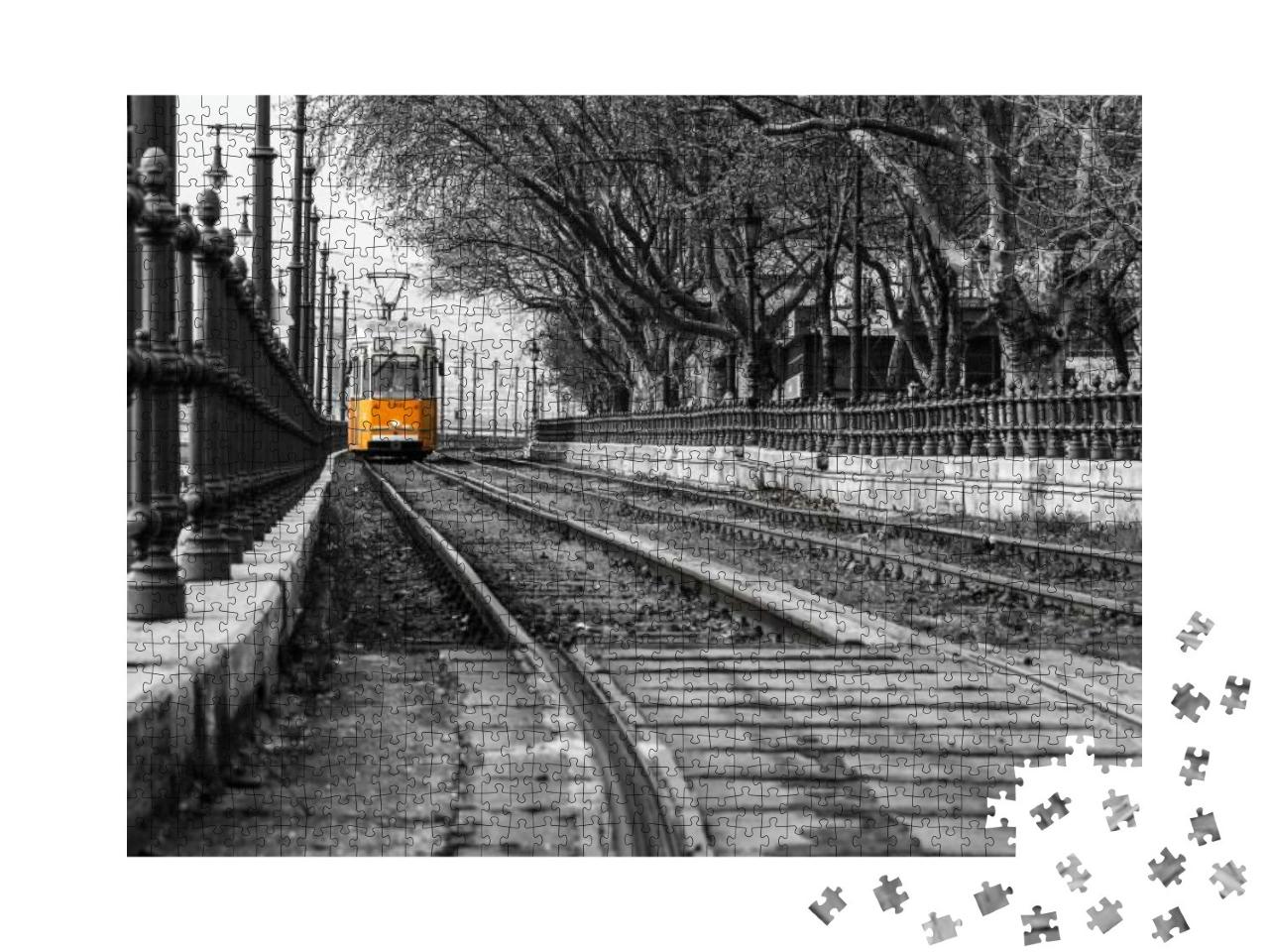A Picture of the Typical Yellow Tram in Budapest, Hungary... Jigsaw Puzzle with 1000 pieces