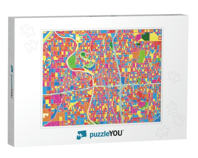 Colorful Vector Map of Wichita, Kansas, U. S. A.. Art Map... Jigsaw Puzzle