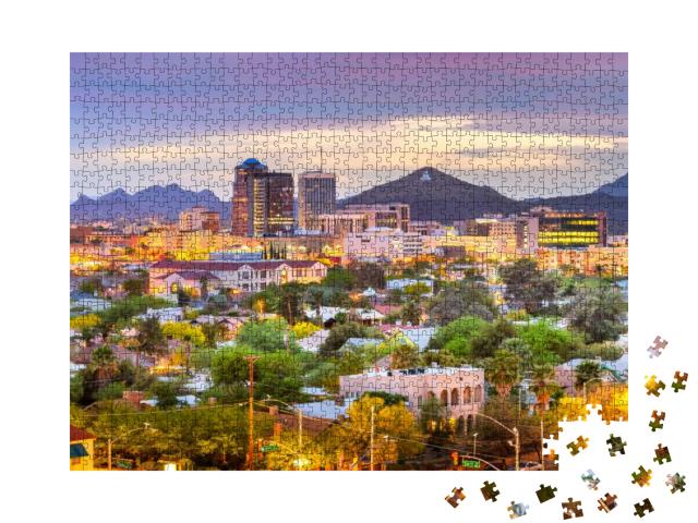 Tucson, Arizona, USA Downtown City Skyline with Mountains... Jigsaw Puzzle with 1000 pieces
