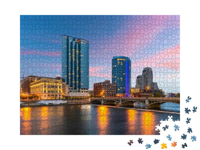 Grand Rapids, Michigan, USA Downtown Skyline on the Grand... Jigsaw Puzzle with 1000 pieces