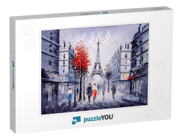 Oil Painting - Street View of Paris... Jigsaw Puzzle