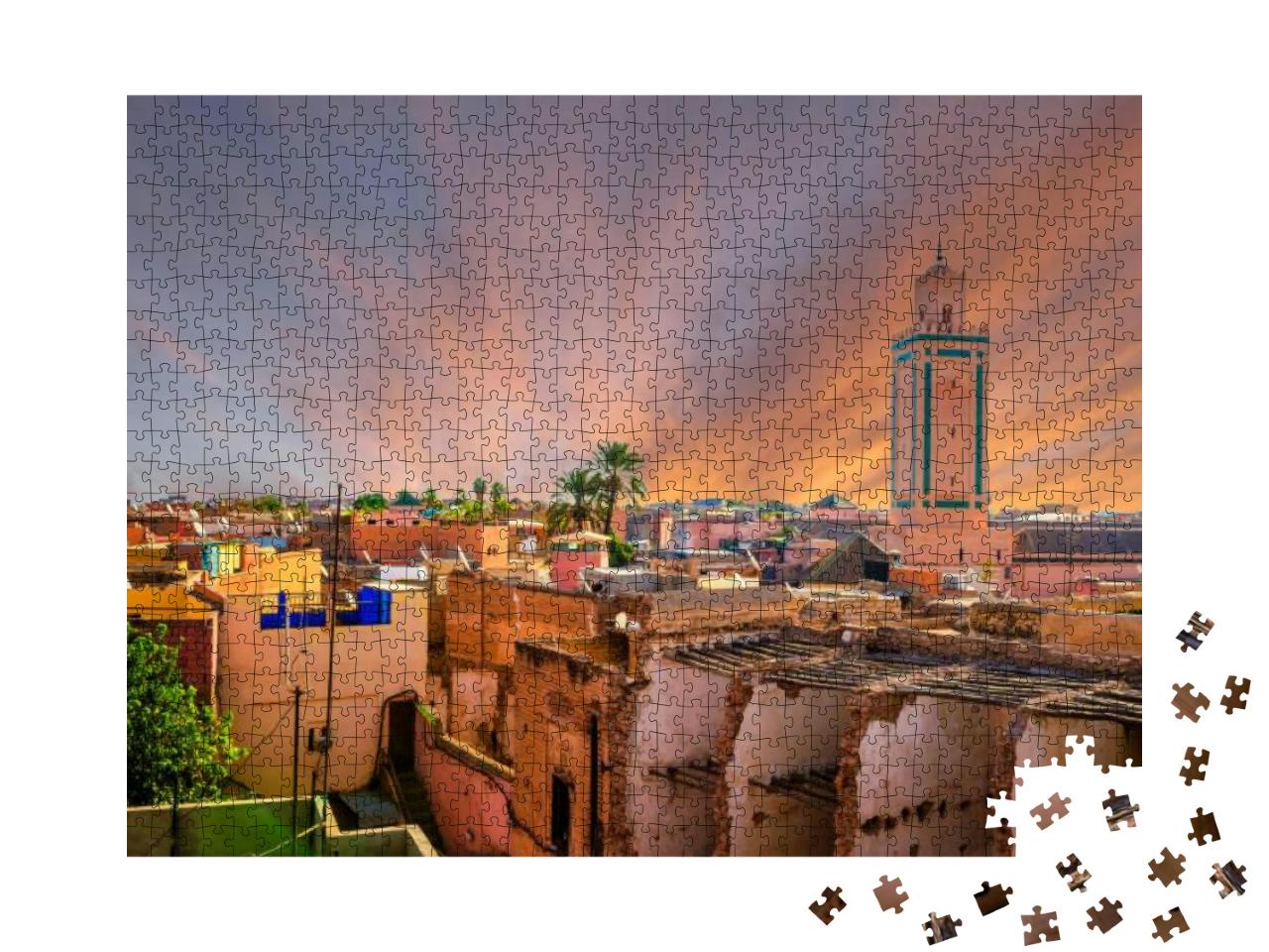 Panoramic View of Marrakesh & Old Medina, Morocco... Jigsaw Puzzle with 1000 pieces