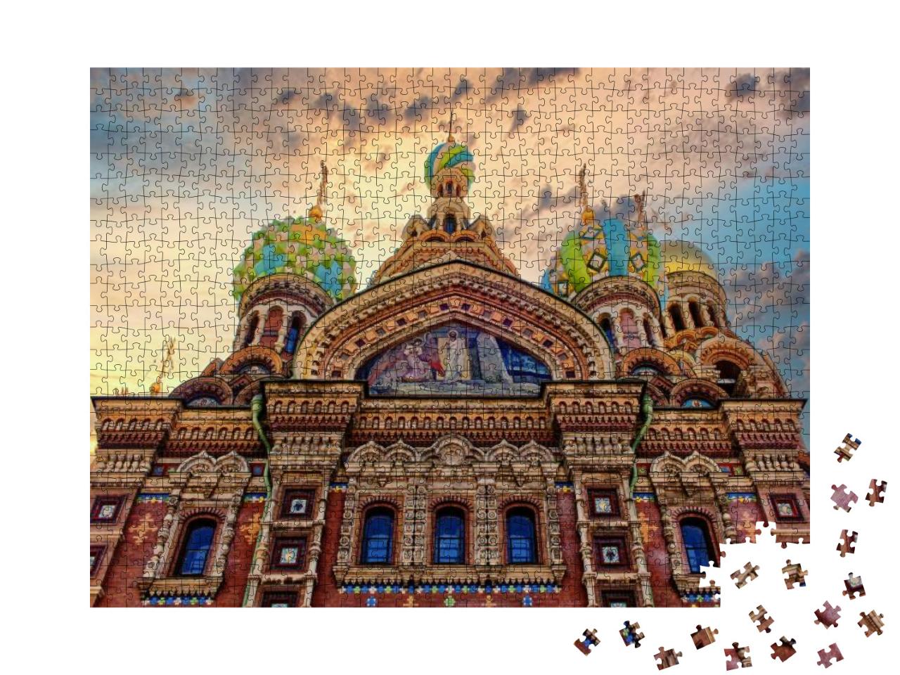 Facade Church of the Savior on Spilled Blood, St. Petersb... Jigsaw Puzzle with 1000 pieces