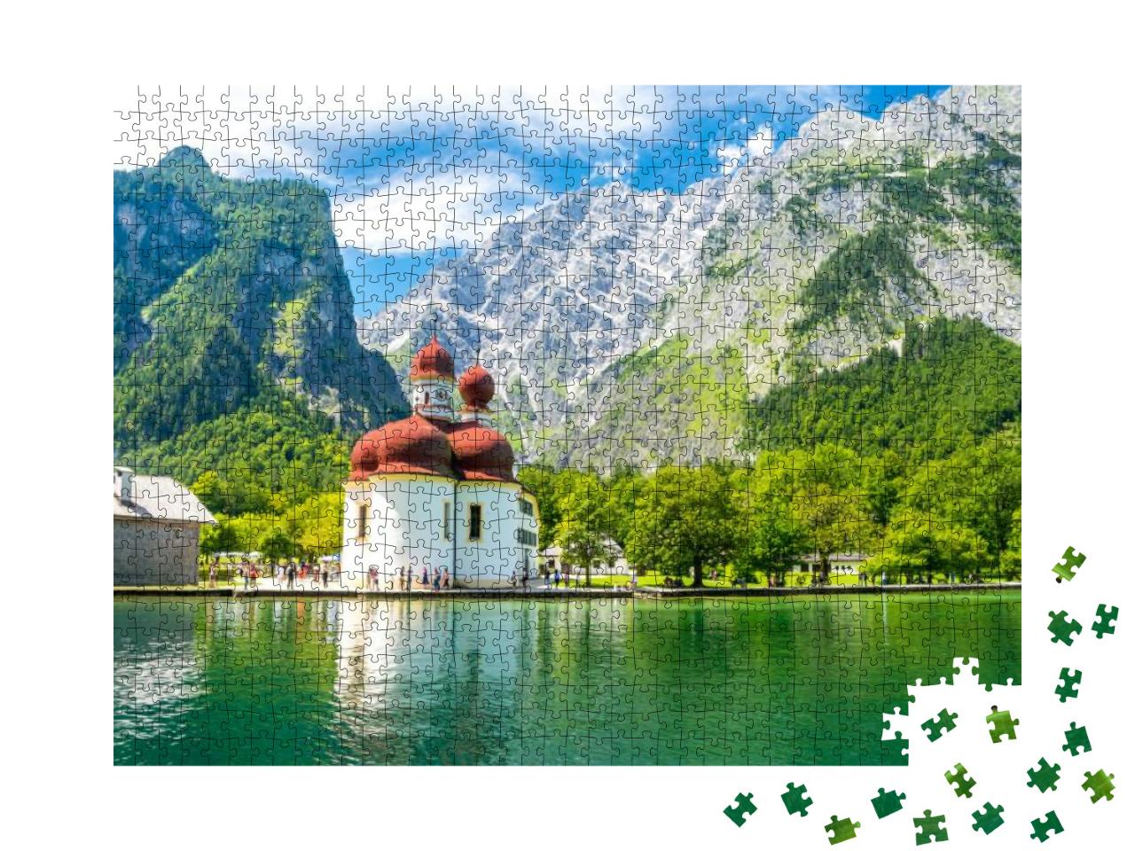 Konigsee Lake with St. Bartholomew Church Surrounded by M... Jigsaw Puzzle with 1000 pieces