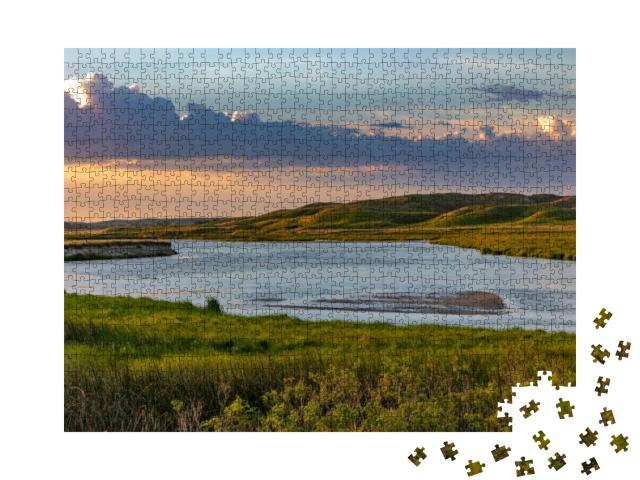 North Loup River At Sunrise in Cherry County, Nebraska, U... Jigsaw Puzzle with 1000 pieces
