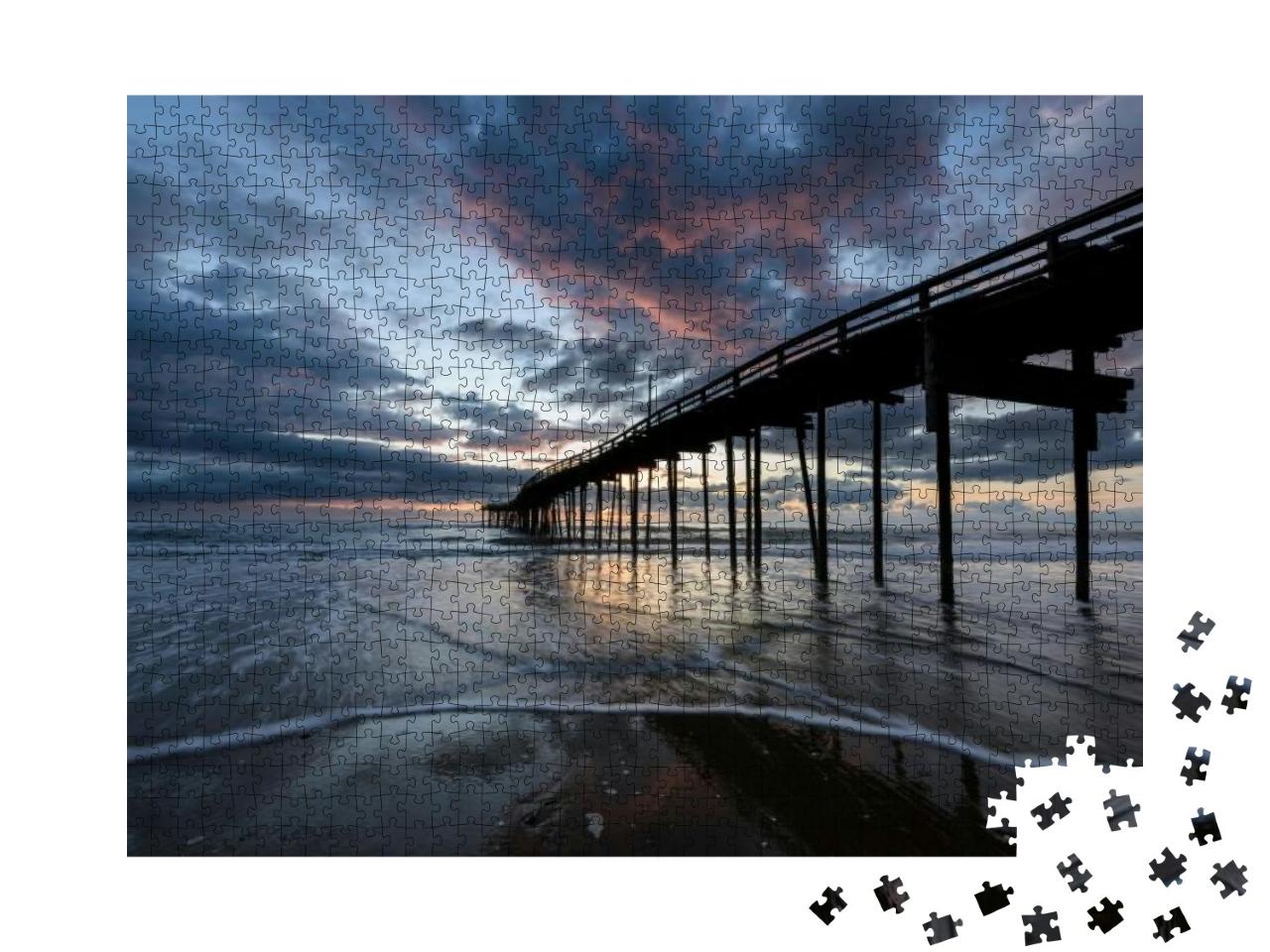 Fishing Pier At Sunrise in Outer Banks, Nc... Jigsaw Puzzle with 1000 pieces