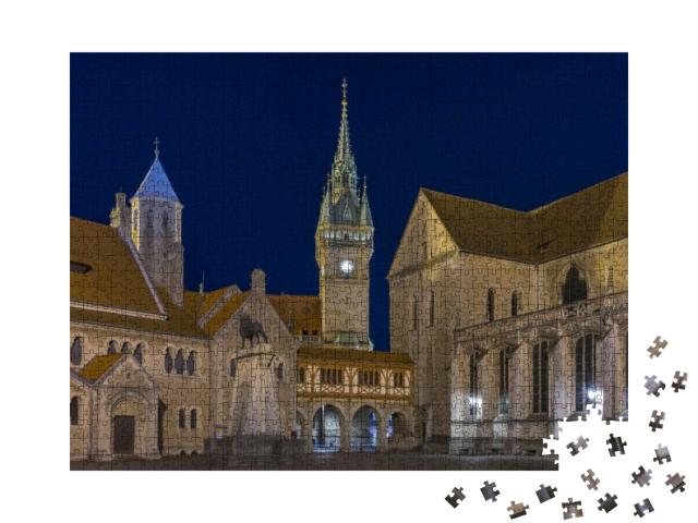Burgplatz in Braunschweig At Evening... Jigsaw Puzzle with 1000 pieces