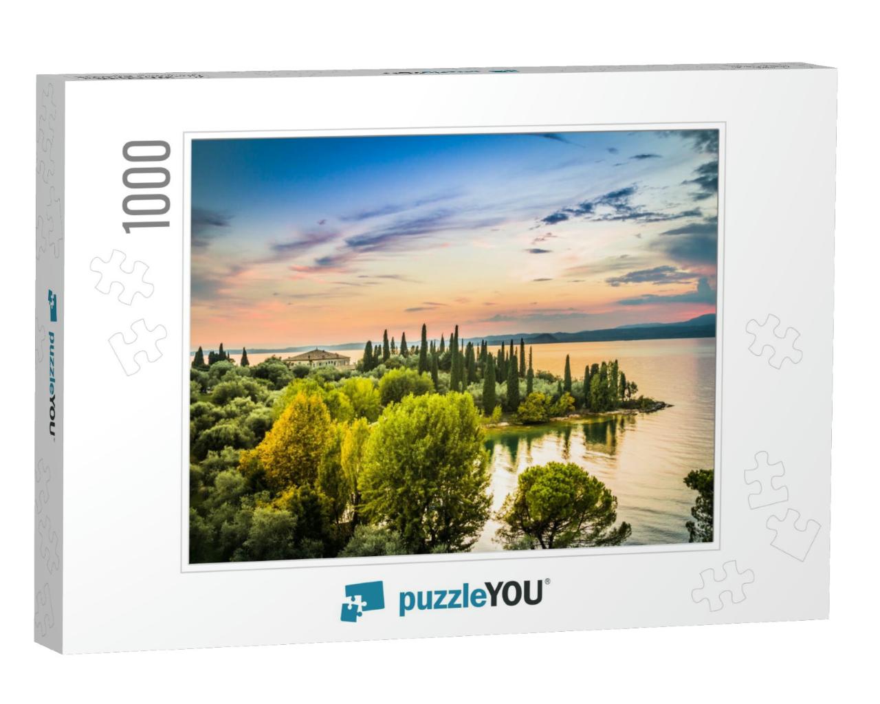A Beautiful Sunset Over the Lake Garda. Italy... Jigsaw Puzzle with 1000 pieces