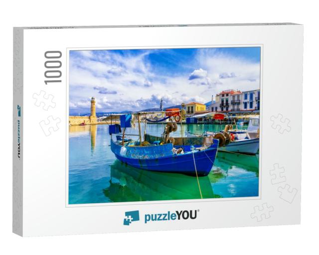 Pictorial Colorful Greece Series - Rethymnon with Old Lig... Jigsaw Puzzle with 1000 pieces