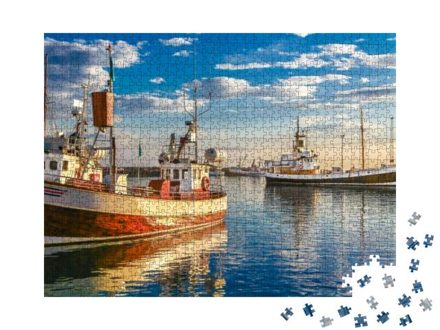 Panoramic View of Traditional Old Wooden Fisherman Boats... Jigsaw Puzzle with 1000 pieces