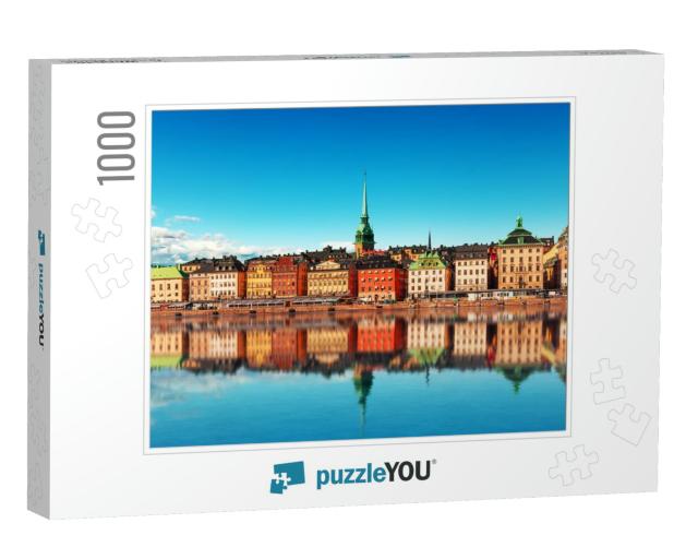 Scenic Summer Panorama of the Old Town Gamla Stan Pier Ar... Jigsaw Puzzle with 1000 pieces