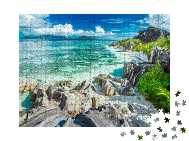 The Most Beautiful Beach of Seychelles - Anse Source Darg... Jigsaw Puzzle with 1000 pieces
