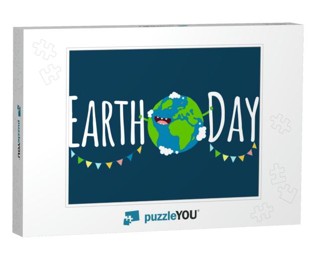 Happy Earth Day Poster. Vector Illustration. Use F... Jigsaw Puzzle