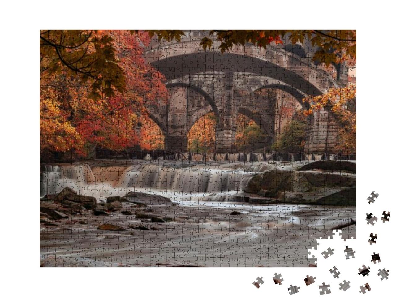 Berea Fall with Autumn Color in the Rocky River Reservati... Jigsaw Puzzle with 1000 pieces